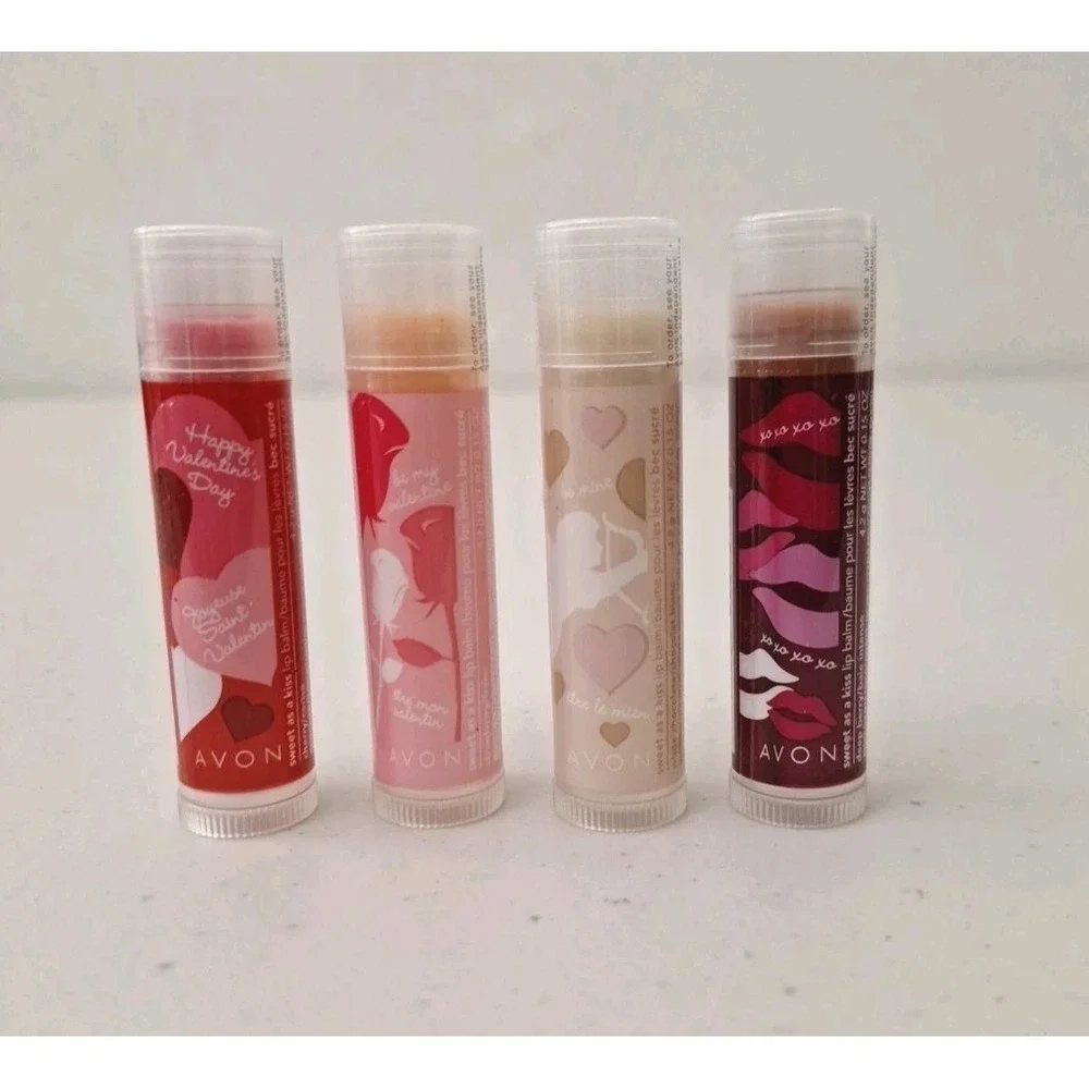 NEW Avon SWEET AS A KISS Lip Balm Chapstick, Set of 4, DISCONTINUED Valentine's